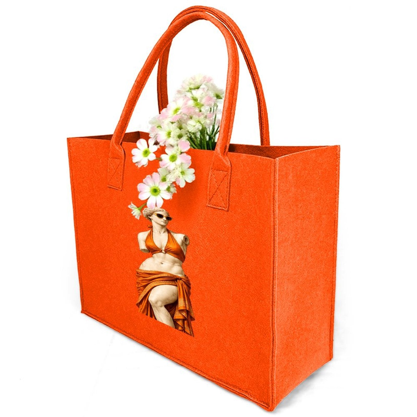 Rich and Rich Modern Goddess Fruit Orange Felt Tote Bag | Reusable Everyday Shopping & Travel Tote | Made in USA - Rich and Rich Homeopportunities