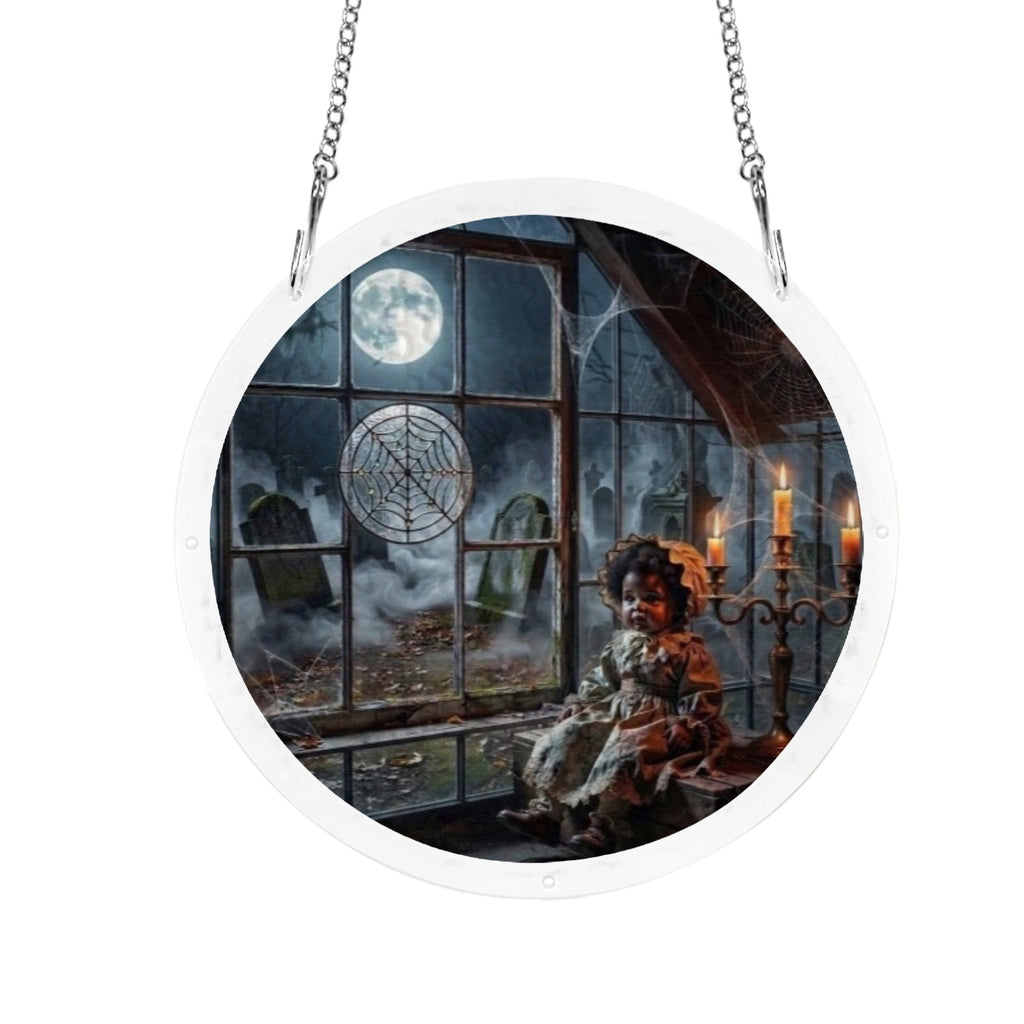 Rich and Rich Assembled Round Acrylic Haunted Graveyard Jigsaw Puzzle