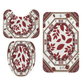 Crimson tribal three-piece bathroom rug set with toilet lid cover and non-slip backing — alternate view