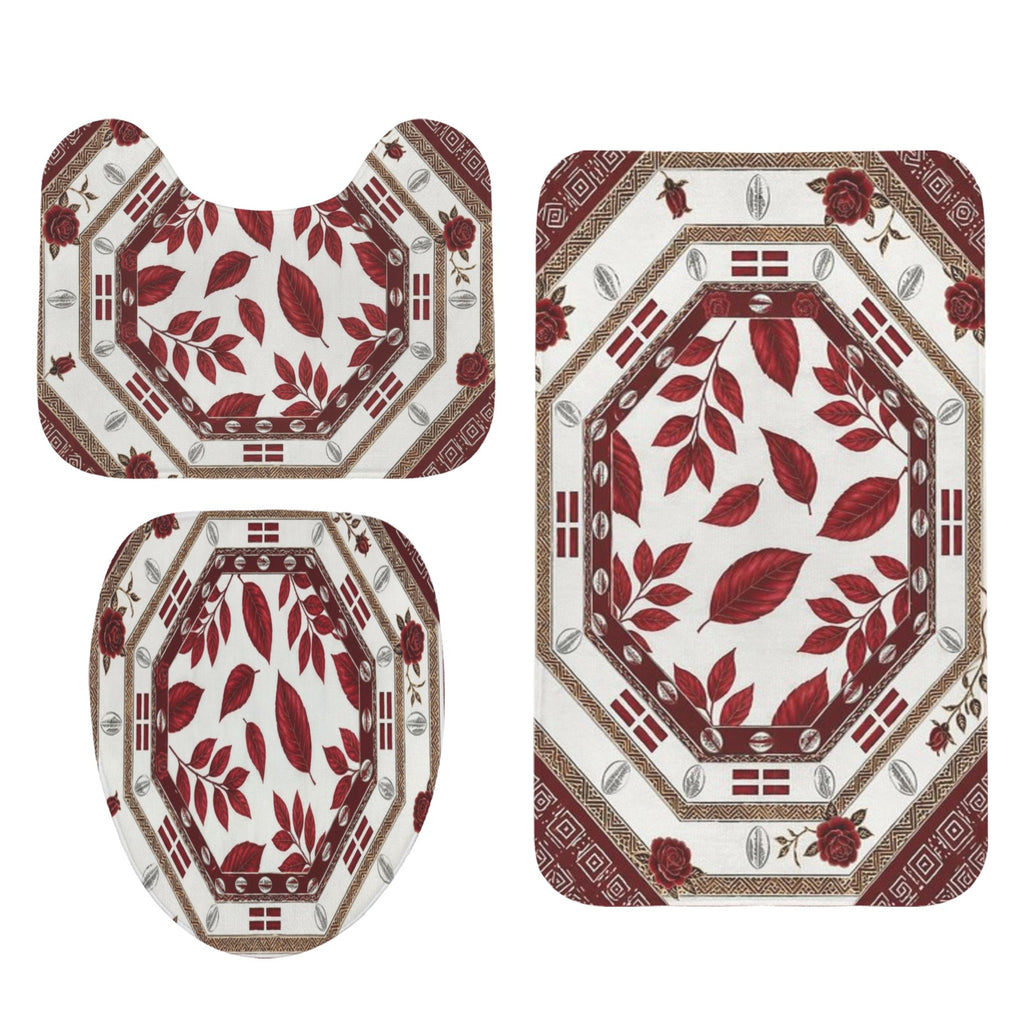 The Tribal Elegance Harmony Series – Crimson Oasis 3-Piece Bathroom Rug Set - Rich and Rich Homeopportunities