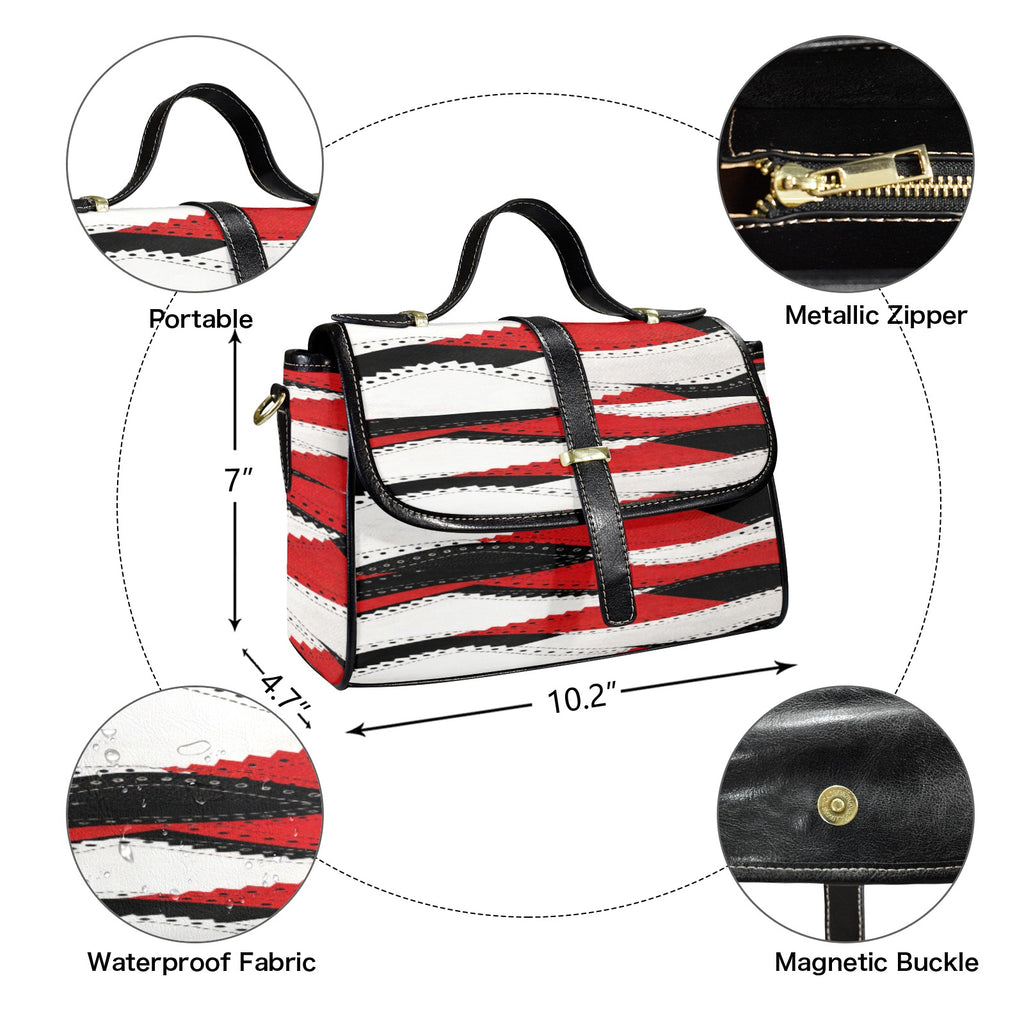 Rich and Rich Women's Red and Black Curve Leather Satchel Bag