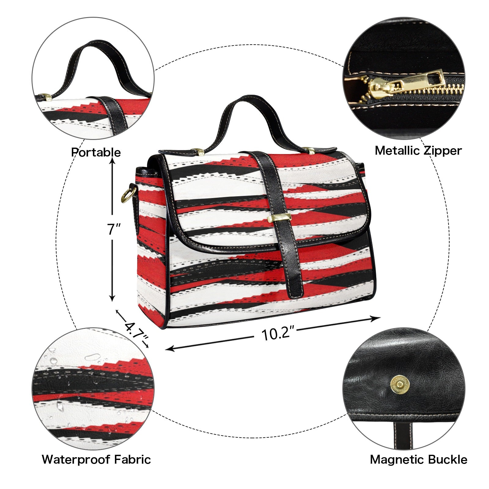 Rich and Rich Women's Red and Black Curve Leather Satchel Bag