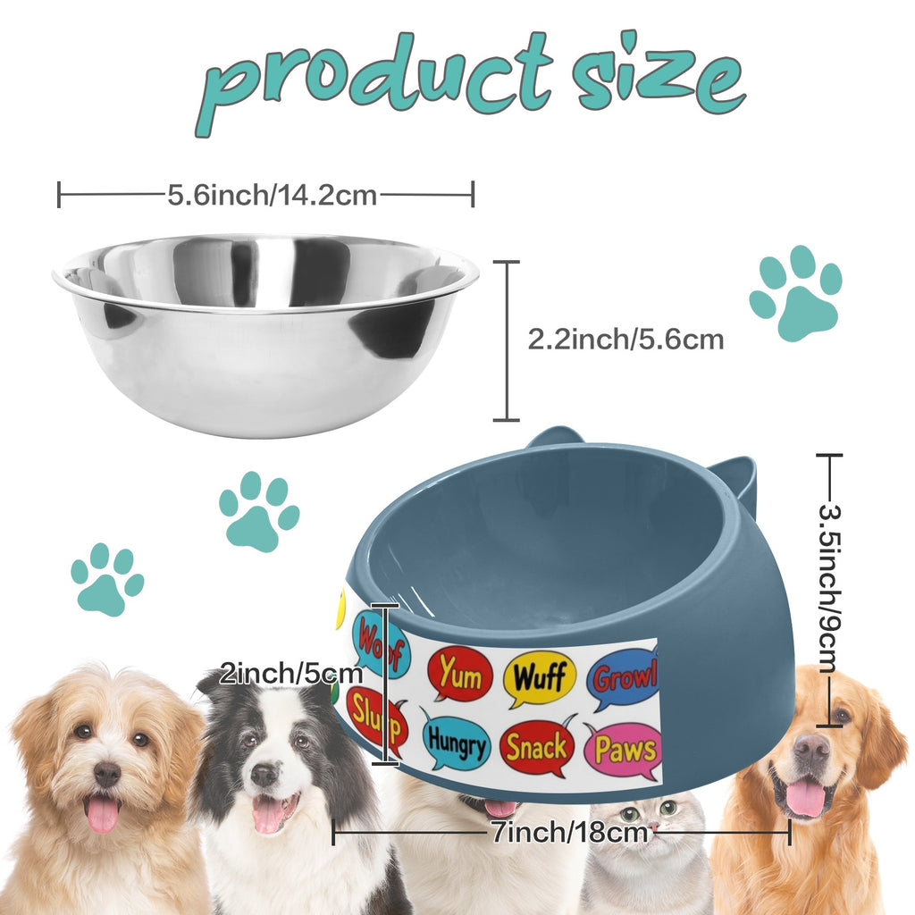 Dimensions chart for Rich and Rich Paw & Prestige pet bowl showing insert and outer shell size