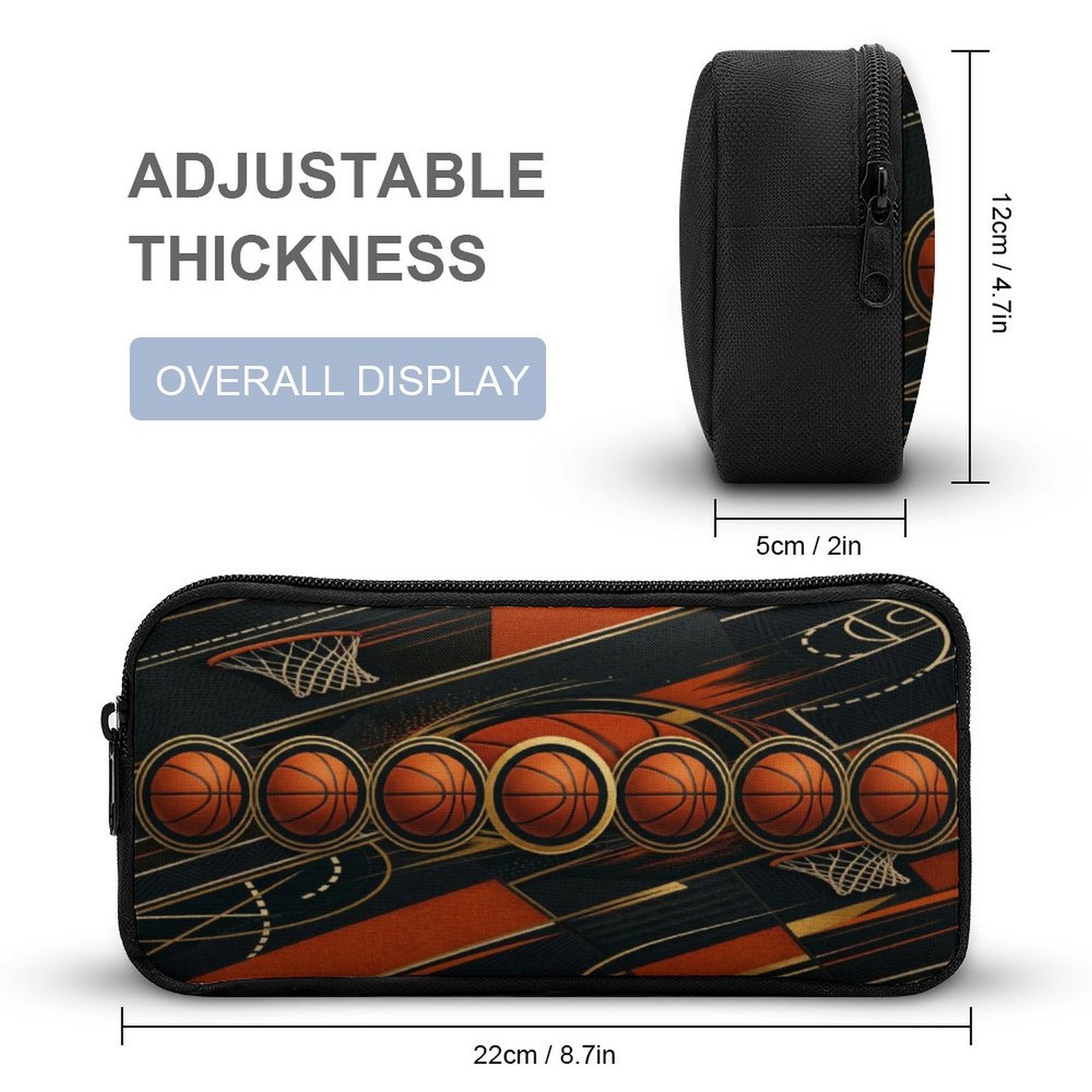 Basketball designer backpack with coordinating insulated lunch bag and pencil case — additional view 12