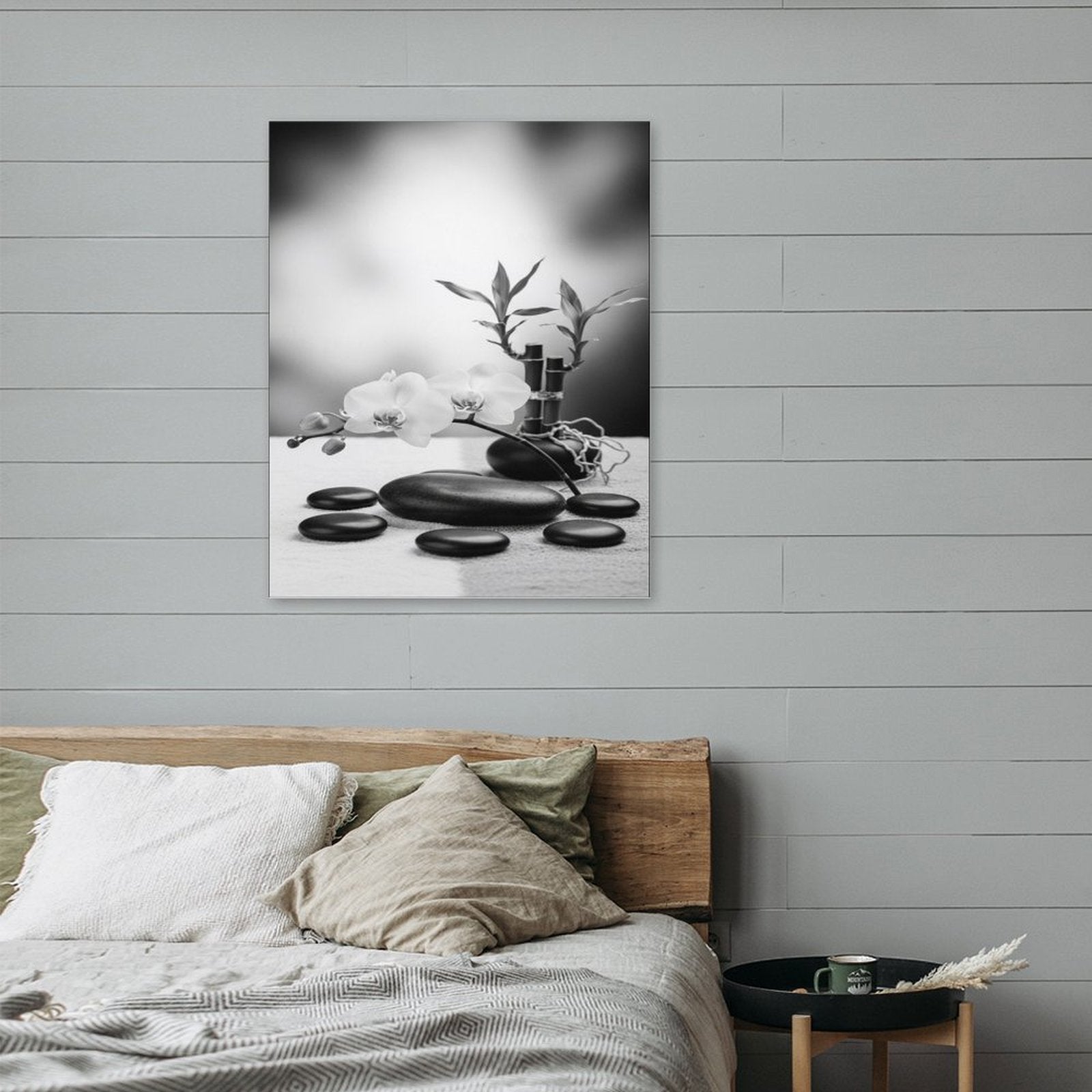 Vertical black and white canvas print with textured surface, 16x20 inches — additional view 8