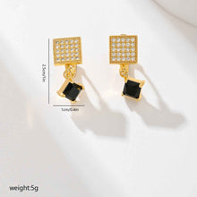Load image into Gallery viewer, European American Zircon Earrings in Various Colors - Square Fashion Style
