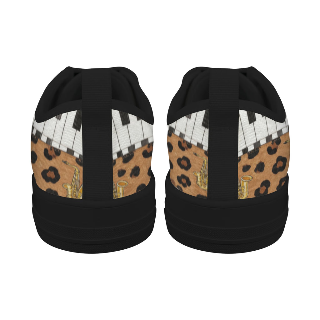 Rich and Rich Men's Brown Animal Piano Saxophone Canvas Low Top Sneaker