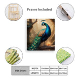 Vertical peacock canvas print in vivid colors, hand-framed 20×24 inches — alternate view