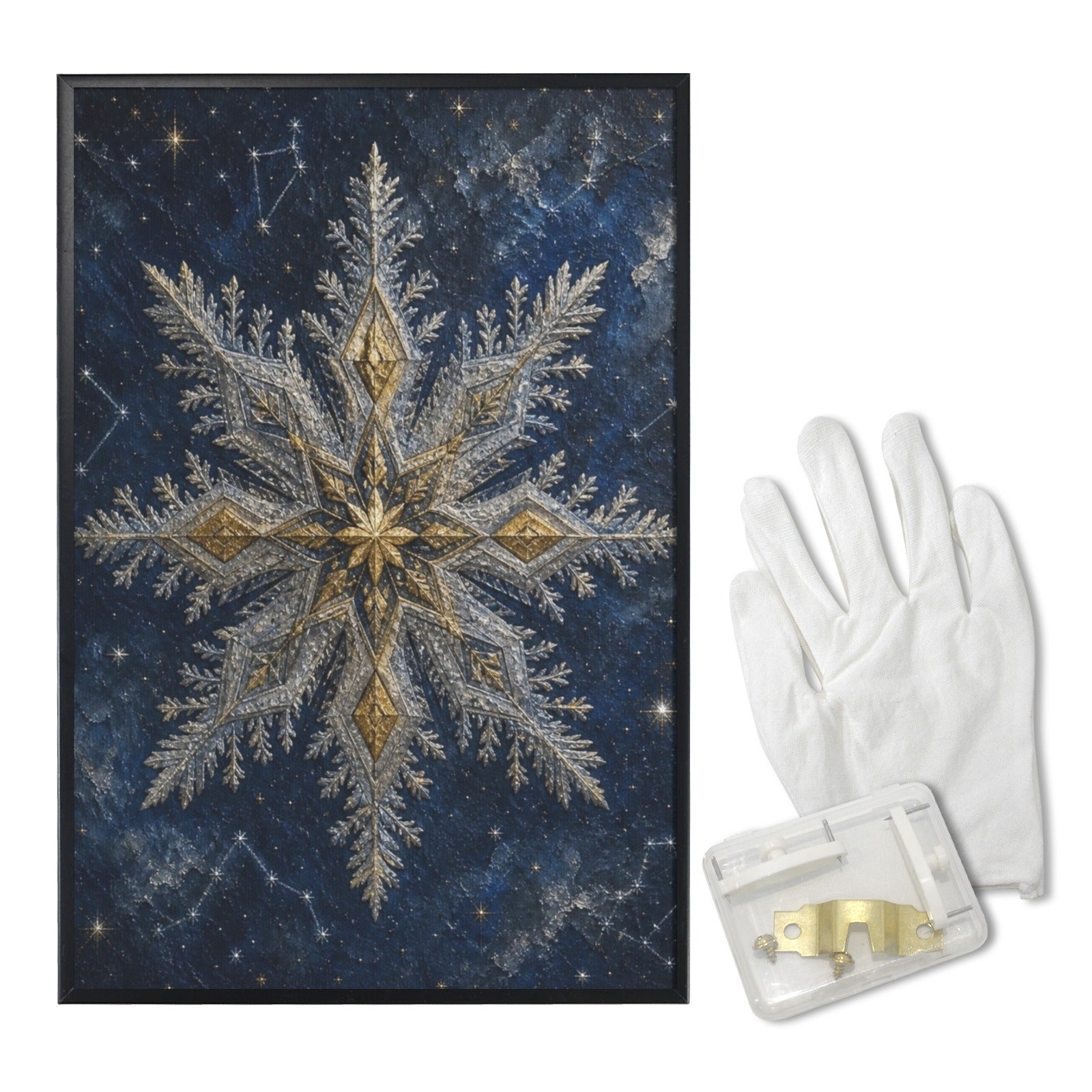 A Rich and Rich Blue Nordic Snowflake Framed Art Print Black Framed Art Print 24×36inch - Rich and Rich Homeopportunities