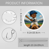 Round acrylic baseball ornament with metal hanging chain, 20.8 cm diameter — rear view