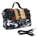 Rich and Rich Women's Gray Camouflage Rose Leather Satchel Handbag
