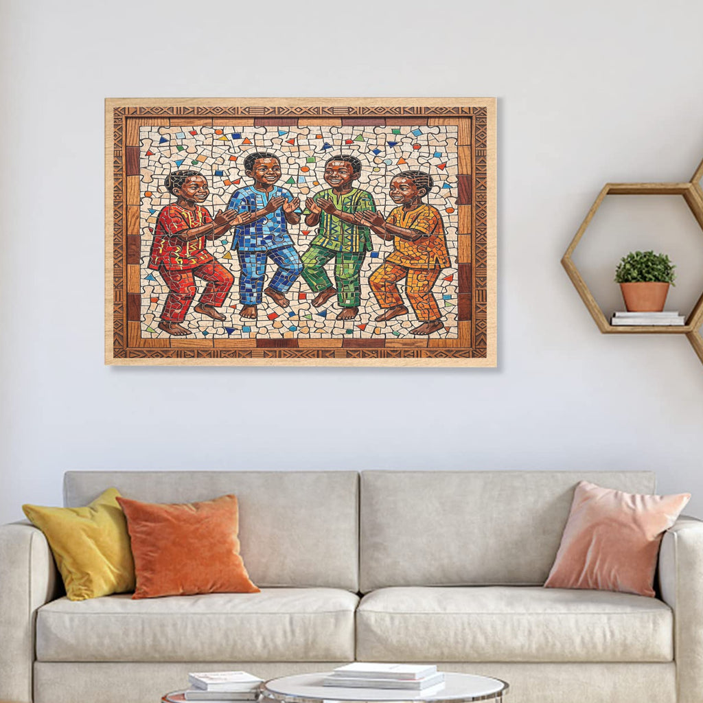 Juba for the Children — Joy in Motion | AncientCraft Mosaic Puzzle for Kids’ Rooms and Playrooms