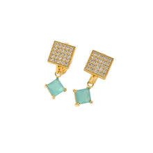 Load image into Gallery viewer, European American Zircon Earrings in Various Colors - Square Fashion Style
