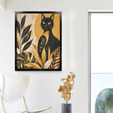 Rich and Rich Golden-Eyed Cat Among Tropical Black Frame Canvas Print 16x20inch