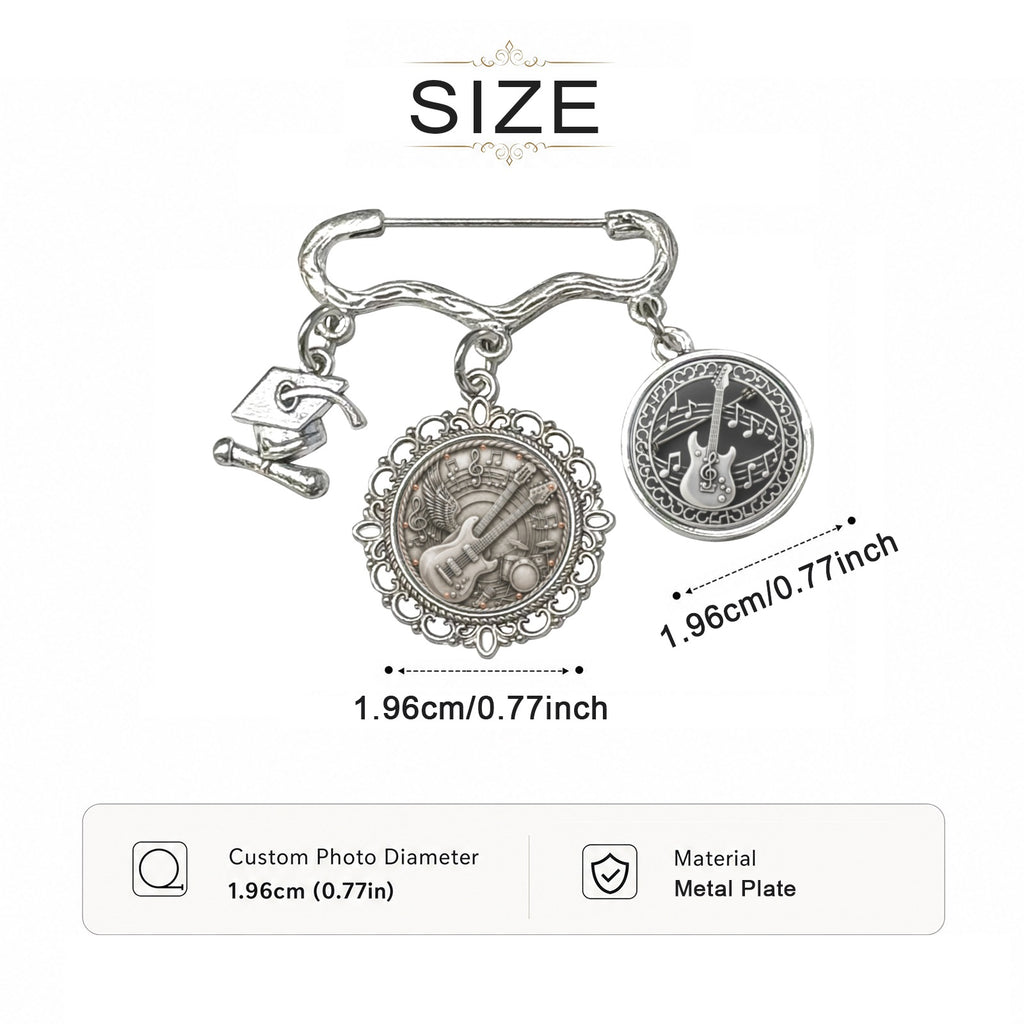 Rich and Rich Women's Guitar & Music Charm Brooch