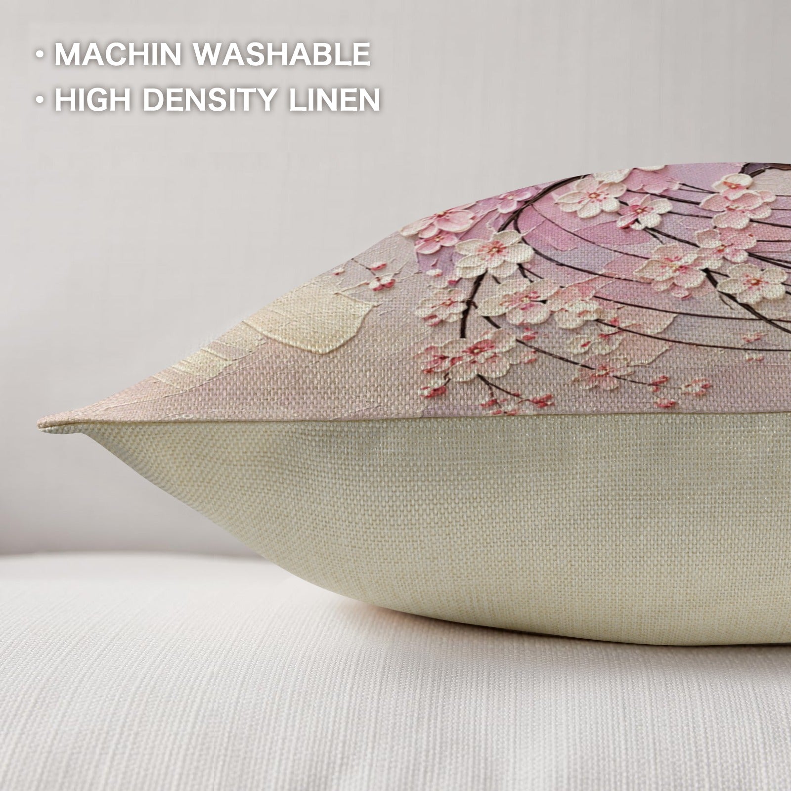 A Rich and Rich Cherry Blossom Tree Linen 18 x 18 inch Pillow with Pillow Core - Rich and Rich Homeopportunities