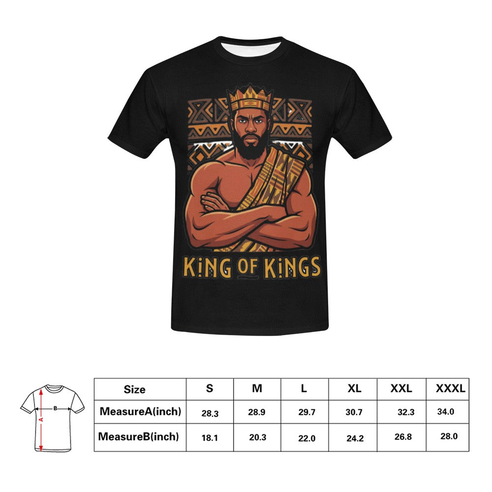 Rich and Rich King of Kings Men’s Black T-Shirt | All-Over Print Graphic Tee | Soft Polyester Fashion Shirt