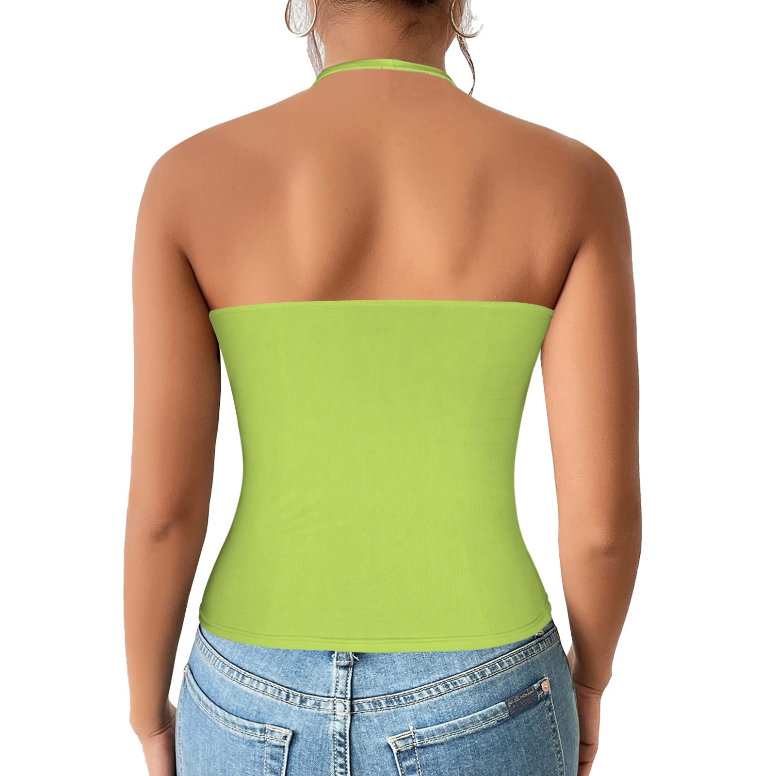 Rich and Rich Key Lime Women’s V-Neck Halter Top | Lightweight Stretch Halter Shirt