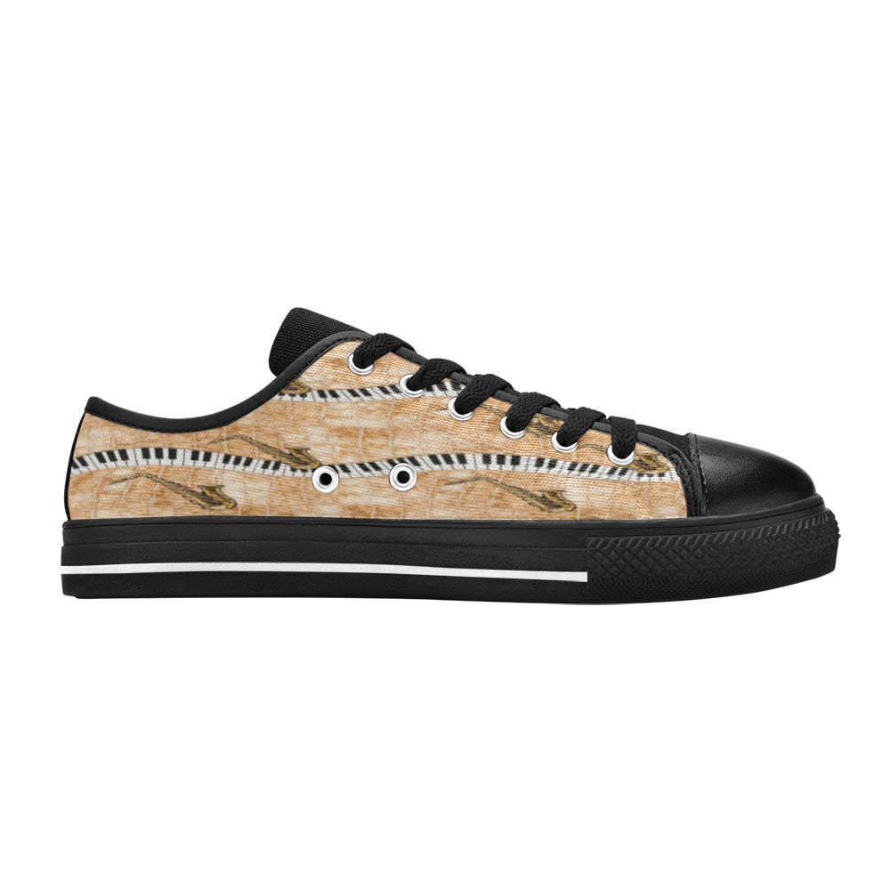 Rich and Rich Men’s Beige Piano/Saxophone Low-Top Sneakers