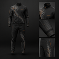 Vertex Fractal Vector Tracksuit in charcoal with silver geometric Vertex menswear design
