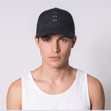 Unisex black cotton cap with geometric pattern and contrast sandwich peak, five-panel design — additional view 9