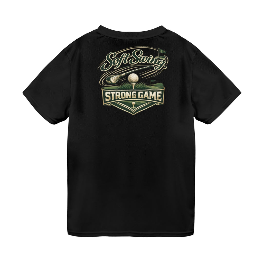 Rich and Rich Men’s Black Golfing T-Shirt | Breathable All-Over Print Mesh Golf Tee for Men