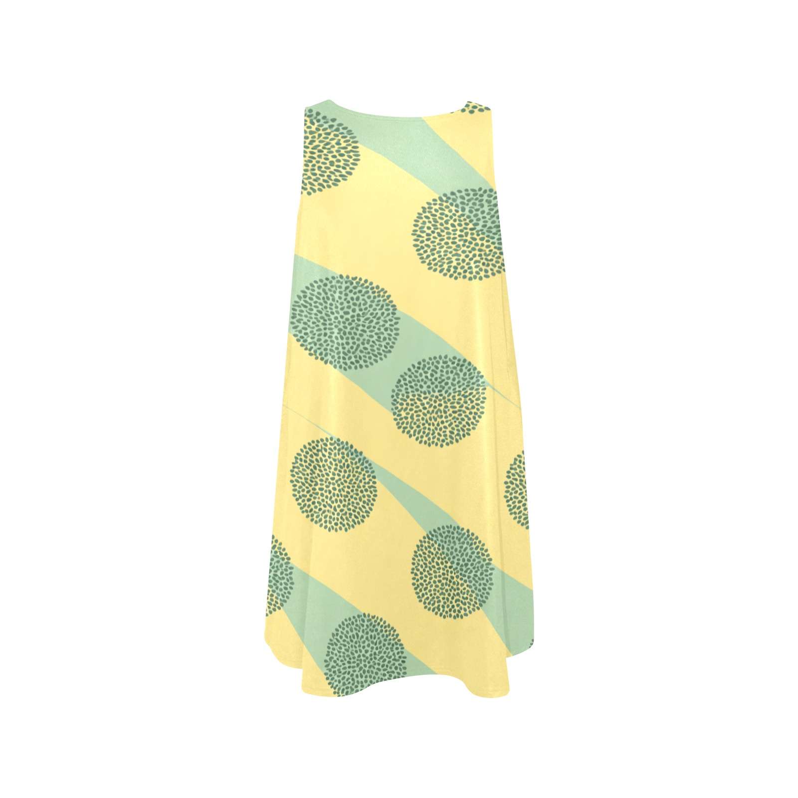 Sleeveless A-line dress with yellow and lime circular print and side pockets — additional view 6