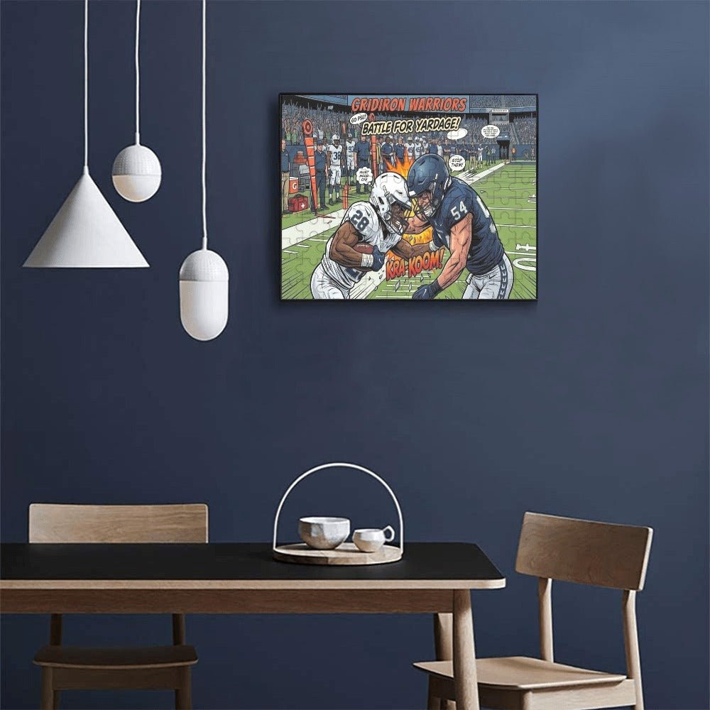 Rich and Rich Gridiron Warriors Yardage Kids Jigsaw Wooden Wall Art 120 Piece Puzzle - Rich and Rich Homeopportunities