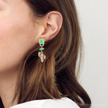 Load image into Gallery viewer, Charmed Cactus Lime Green Turquoise Post Earrings
