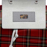 Structured red leather women's handbag with a squared flap and embossed logo — additional view 10
