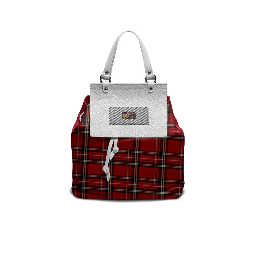 Structured red leather women's handbag with a squared flap and embossed logo — additional view 11