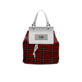 Structured red leather women's handbag with a squared flap and embossed logo — additional view 11