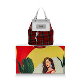 Structured red leather women's handbag with a squared flap and embossed logo — additional view 12
