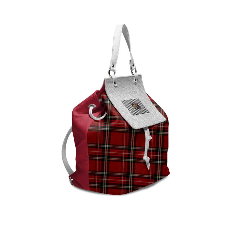 Structured red leather women's handbag with a squared flap and embossed logo — additional view 13