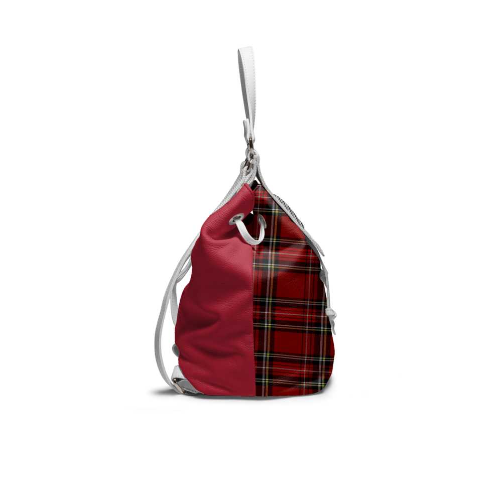 Structured red leather women's handbag with a squared flap and embossed logo — additional view 14