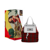 Structured red leather women's handbag with a squared flap and embossed logo — alternate view
