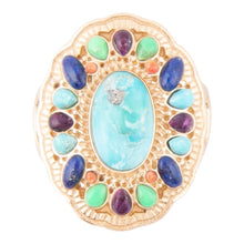 Load image into Gallery viewer, Concho Colorful Golden Statement Ring
