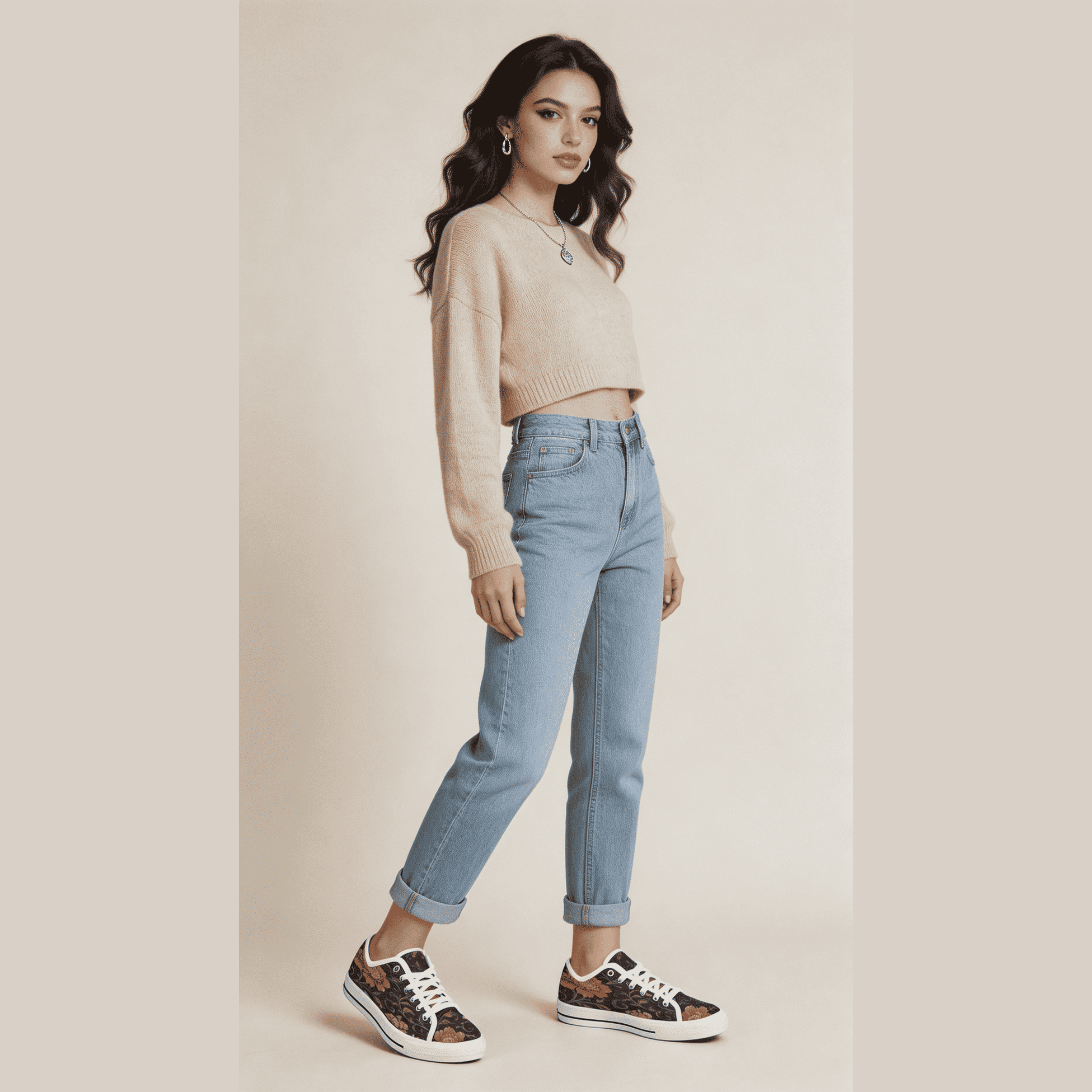 Blue floral low-top women's sneaker with nylon canvas body and rubber outsole — additional view 6