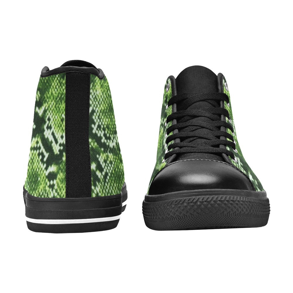 Rich and Rich Green Pattern Hightop Women's Classic Tennis Shoe with vibrant green design
