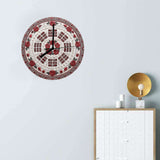 Frameless wooden wall clock with Timeless Bloom artwork and black hands, 11.6 inches — side view