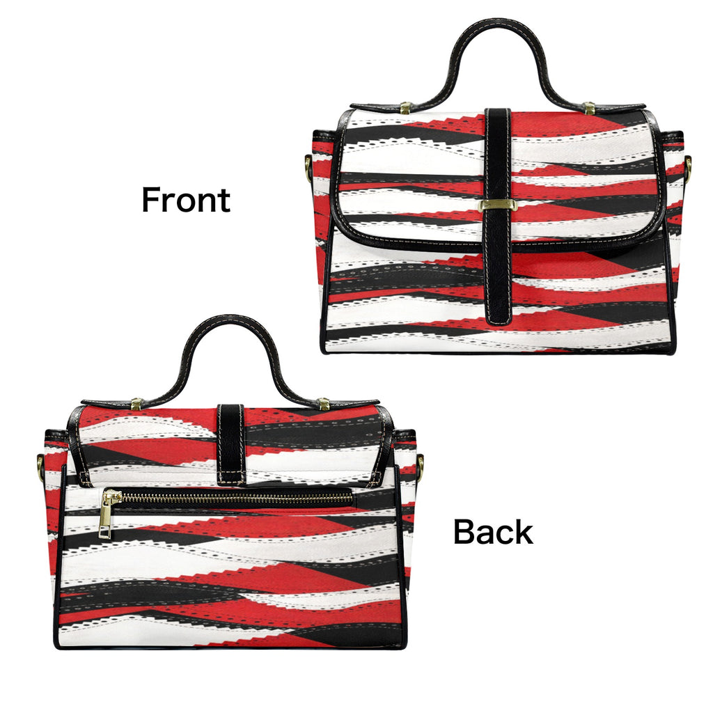 Rich and Rich Women's Red and Black Curve Leather Satchel Bag