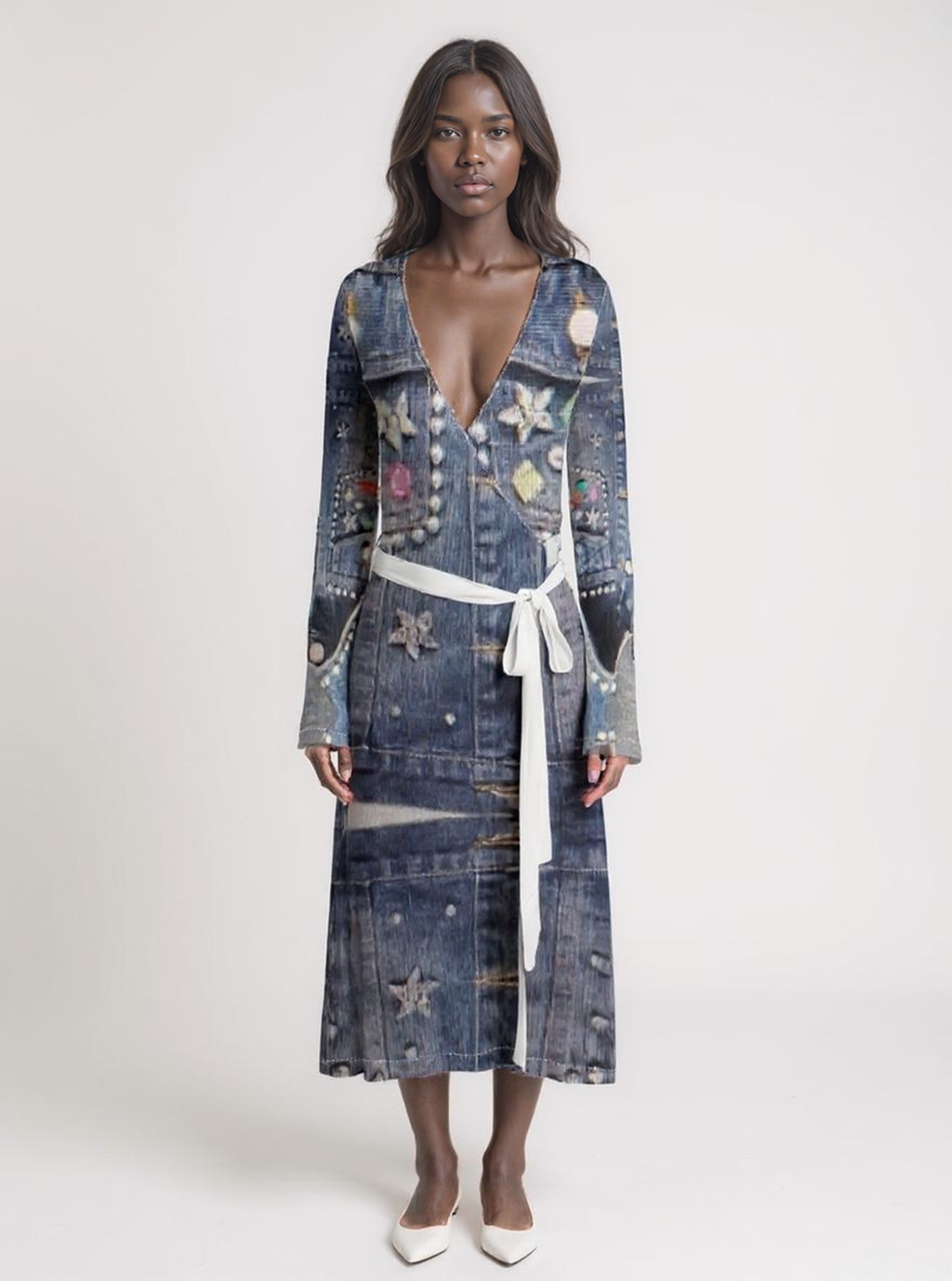 Rich and Rich Jean Look Wrap Dress