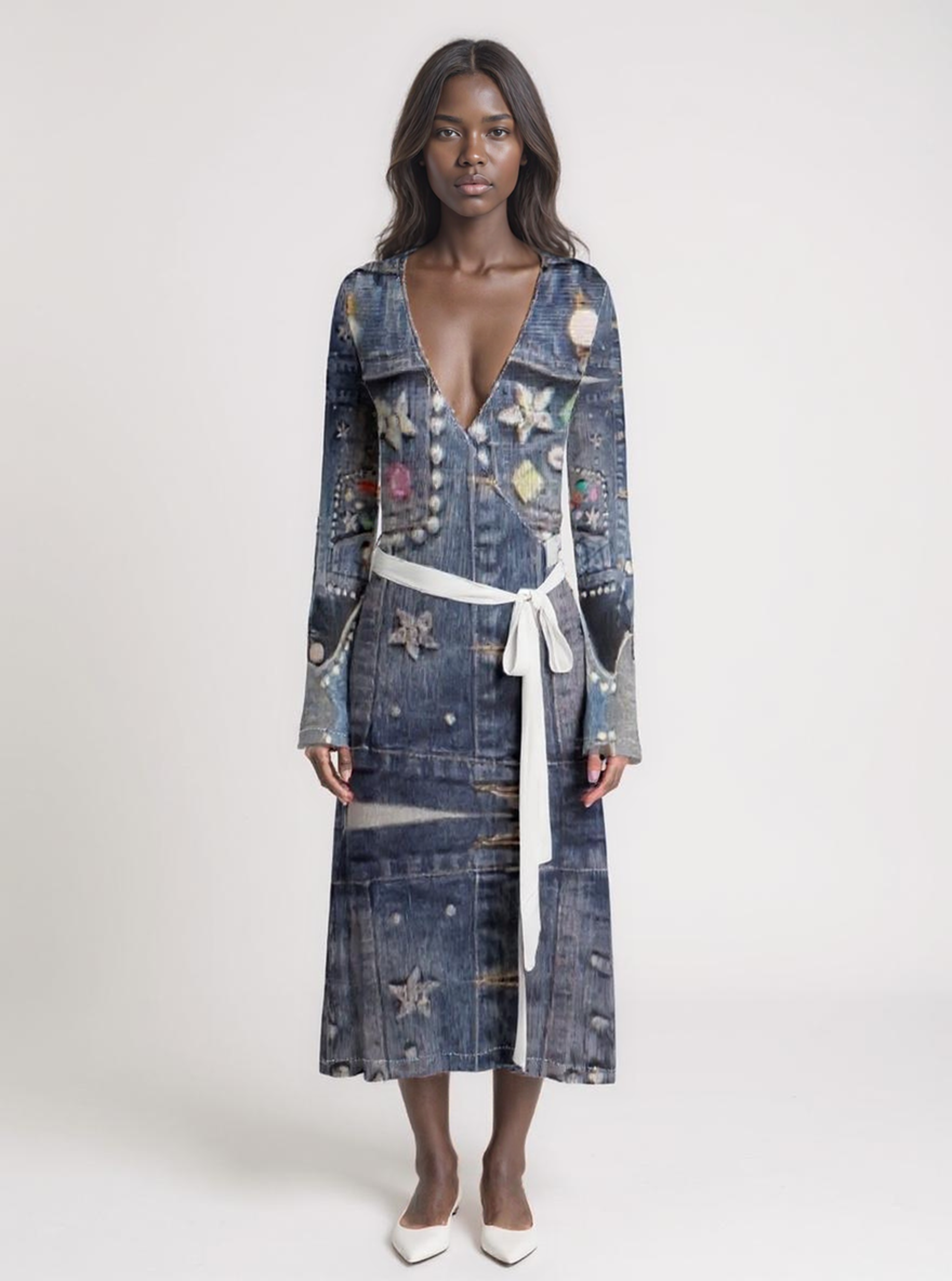 Rich and Rich Jean Look Wrap Dress