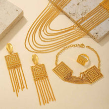 Load image into Gallery viewer, 18K Gold-Plated 5-Piece Multi-Layer Tassel Jewelry Set for Weddings
