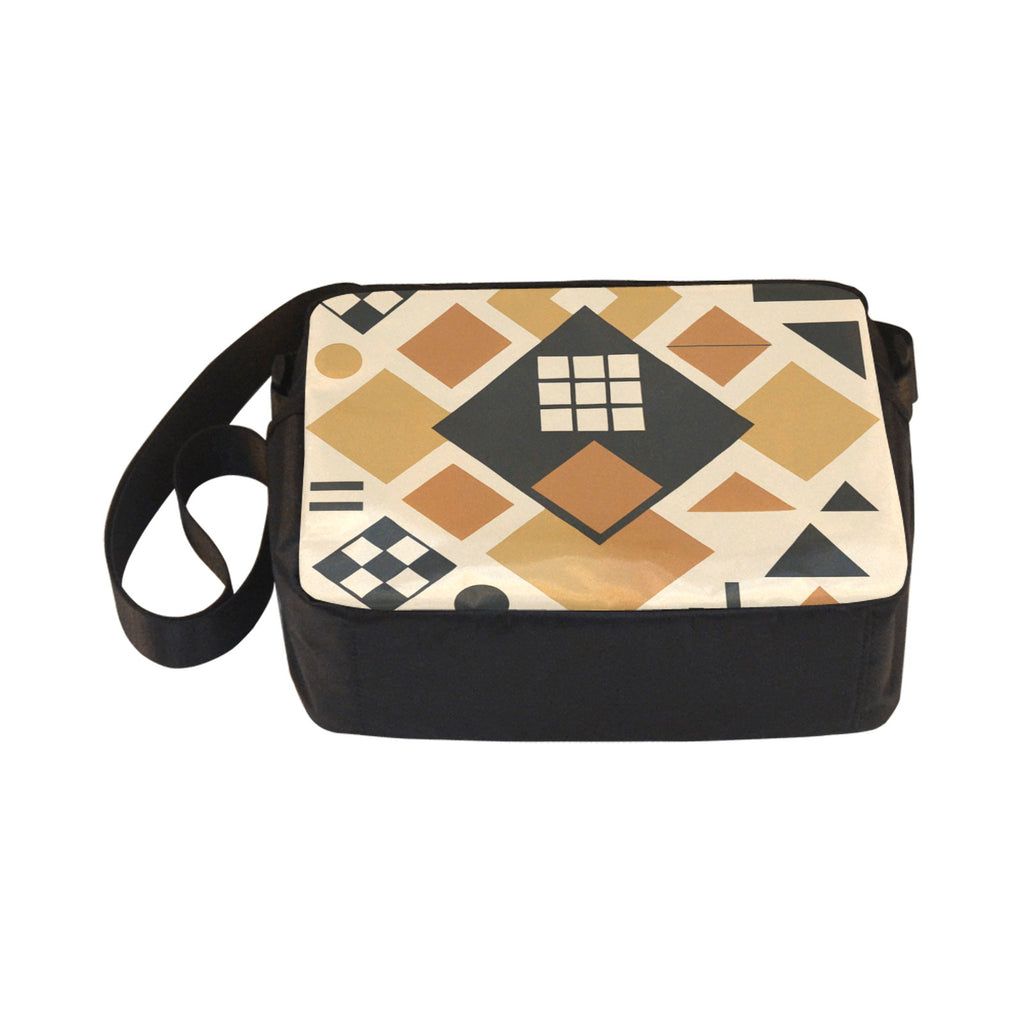 Men's earthtone geometric shapes classic nylon crossbody messenger bag