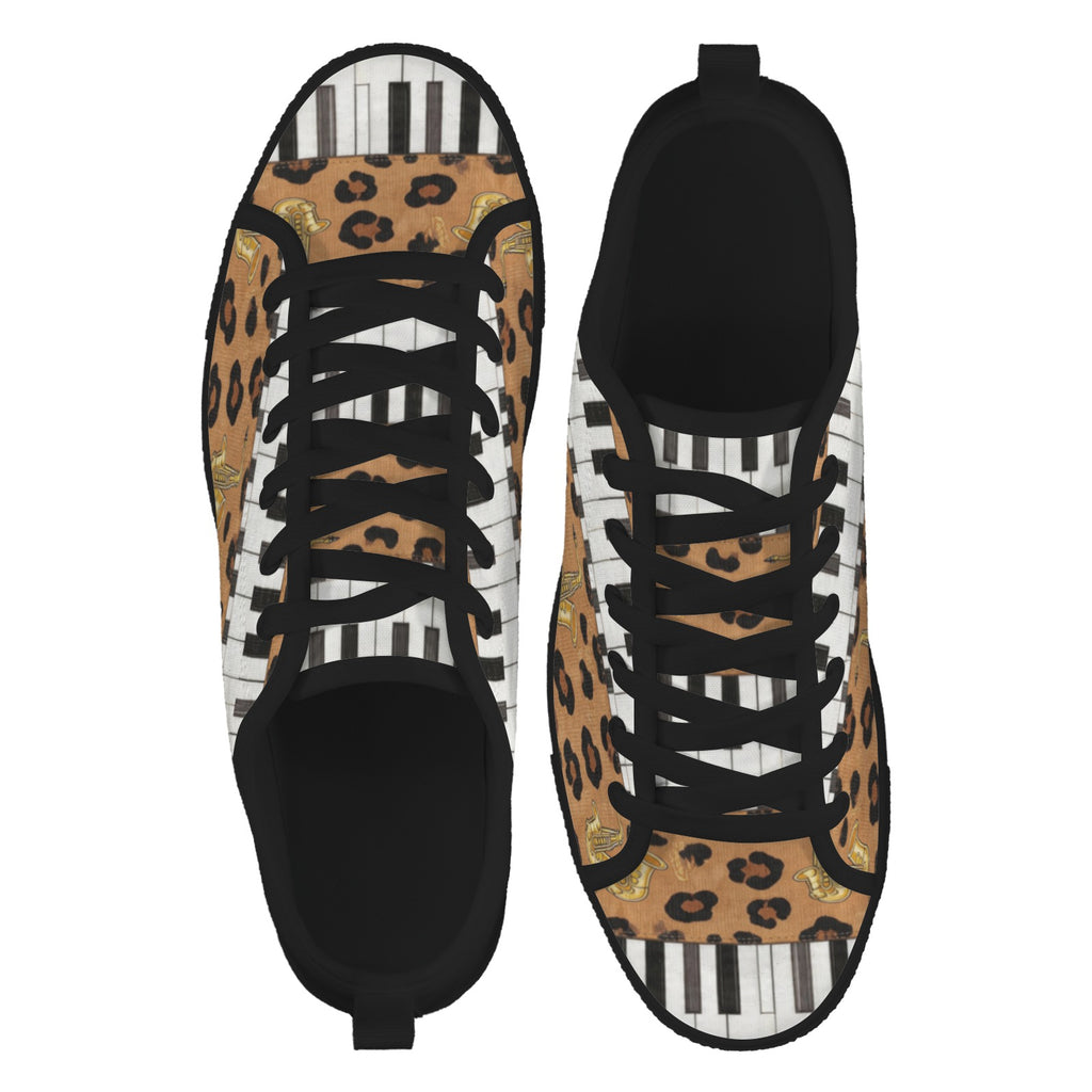 Rich and Rich Men's Brown Animal Piano Saxophone Canvas Low Top Sneaker