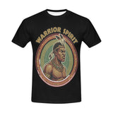 Men's black T-shirt with Warrior Spirit all-over graphic print — side view