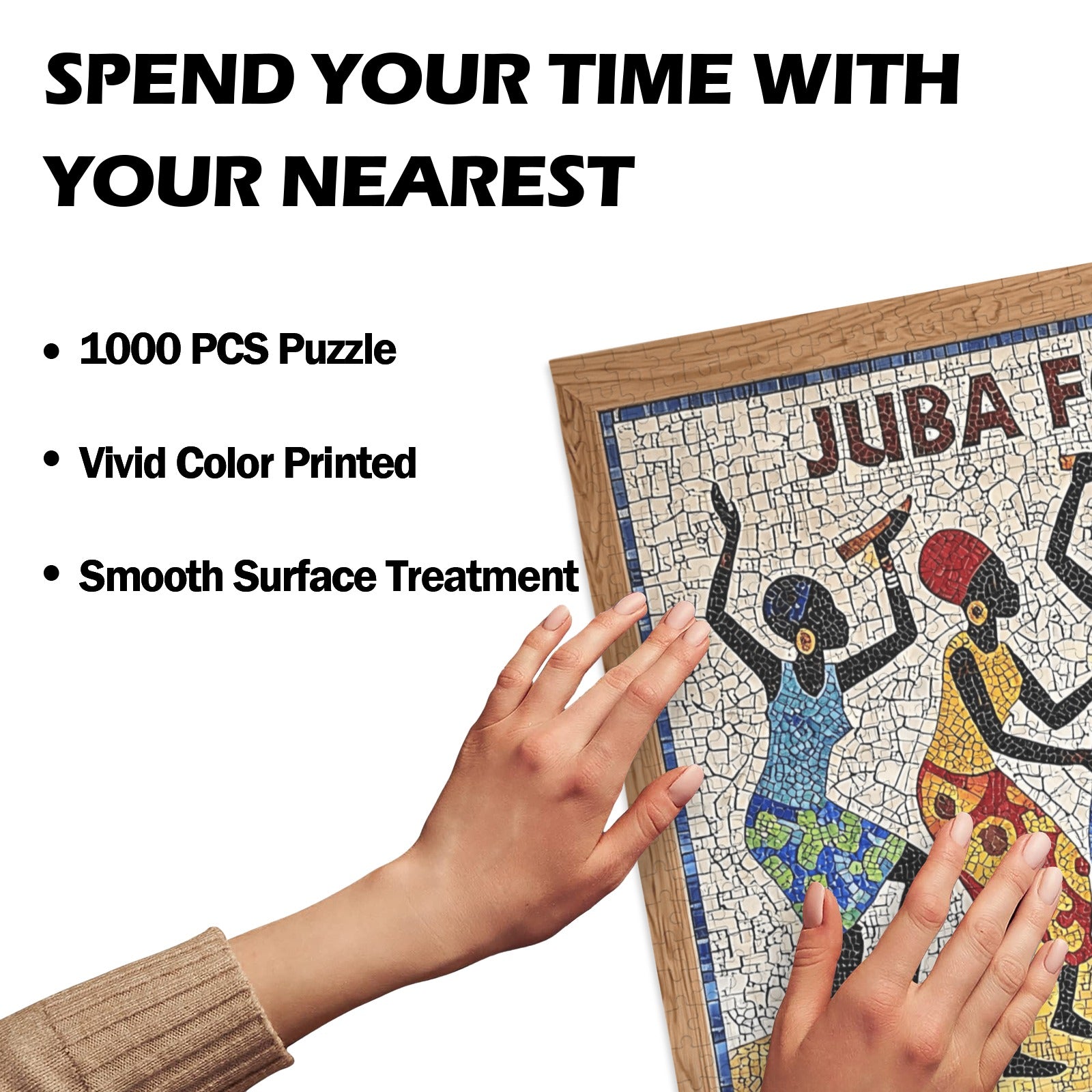 Panoramic 1000-piece wooden puzzle showing Juba dance evolution from fields to stage — additional view 7