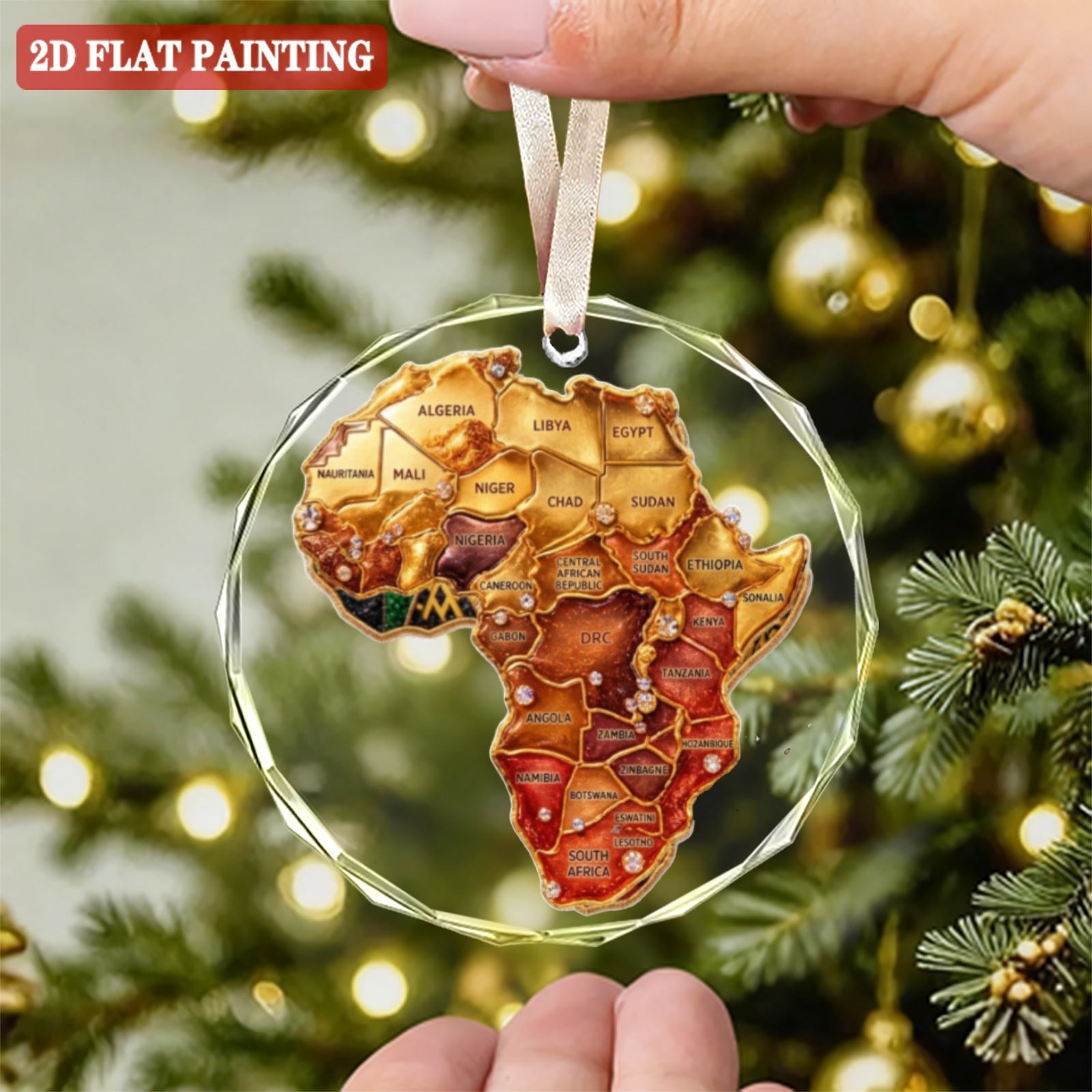 A Rich and Rich Round Crystal Africa Countries Glass Ornament