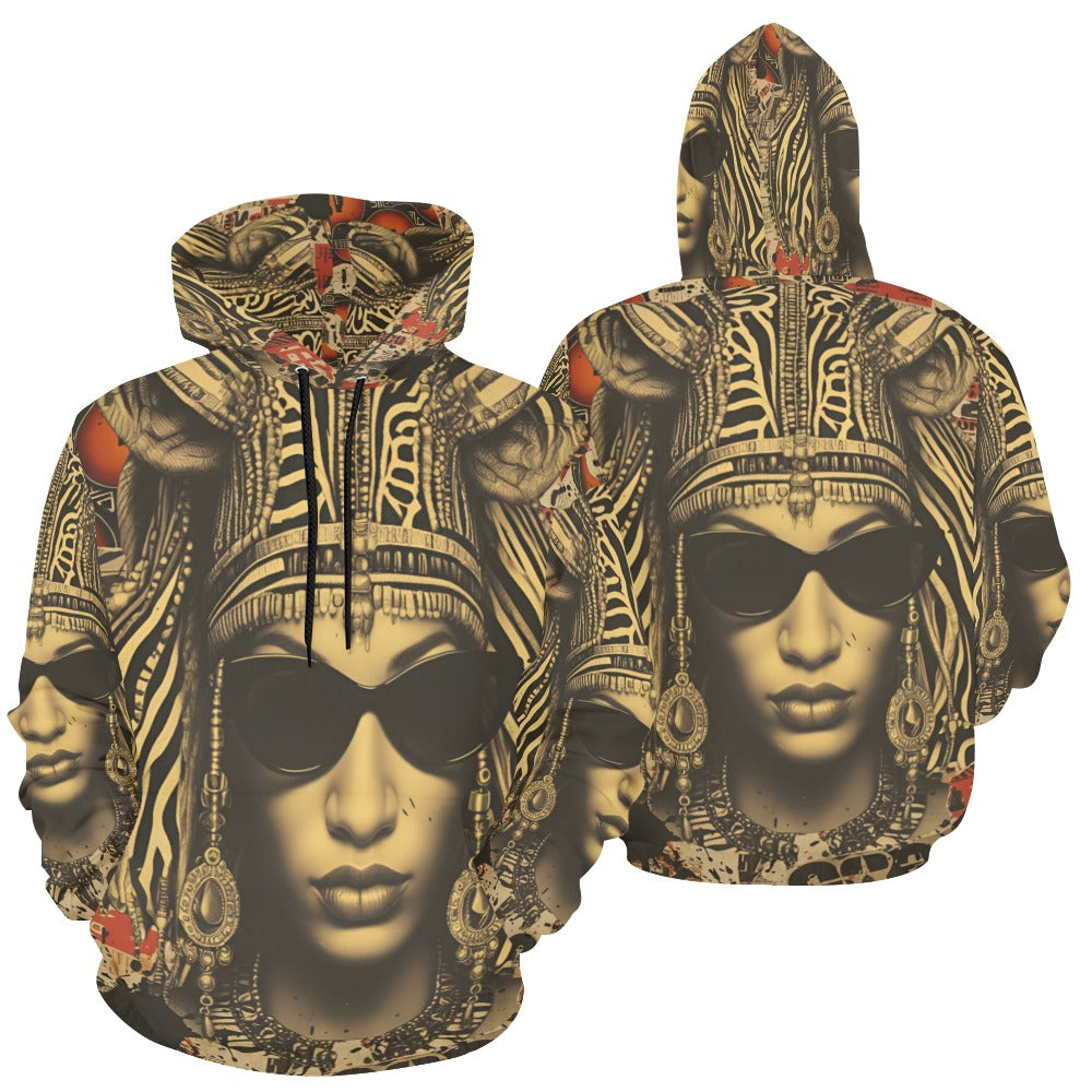 Rich and Rich Retro-Inspired Mixed Media Women's Brown Caricature Hoodie
